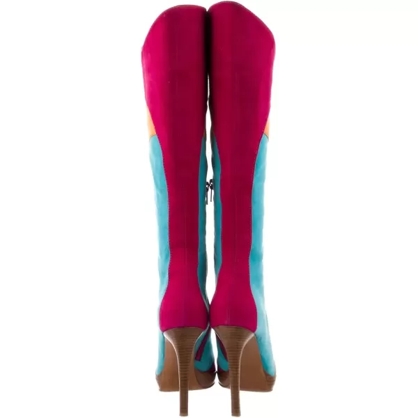 imageFSJ Women Elegant Pointed Toe Stiletto High Heel Over The Knee Boots Stitching Color Pull On Party Dress Shoes Size 415 USTurquoise Red