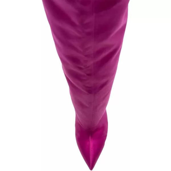 imageFSJ Women Fashion Over the Knee Boots Pointed Toe Sexy Stiletto High Heels Thigh High Elasticity Stretchy Pull on Comfortable Warm Winter Shoes Size 415 USFuchsia