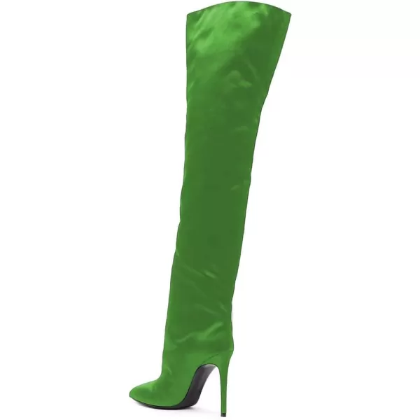 imageFSJ Women Fashion Over the Knee Boots Pointed Toe Sexy Stiletto High Heels Thigh High Elasticity Stretchy Pull on Comfortable Warm Winter Shoes Size 415 USGreen