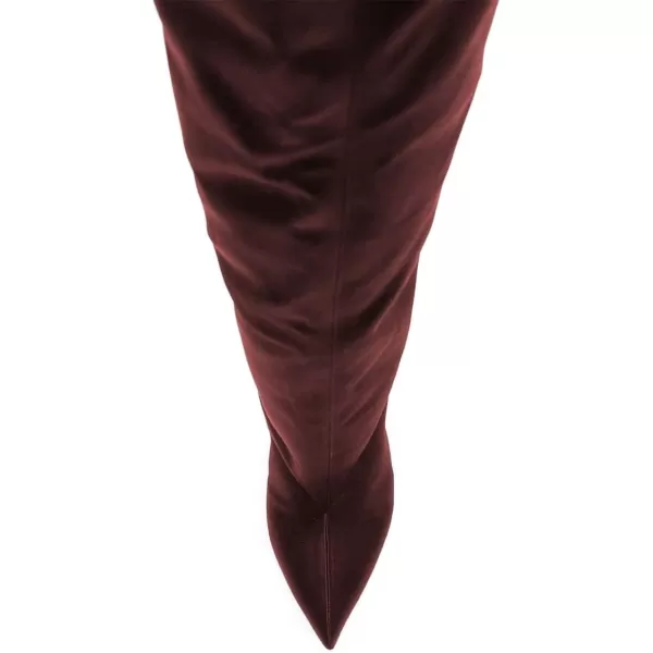 imageFSJ Women Fashion Over the Knee Boots Pointed Toe Sexy Stiletto High Heels Thigh High Elasticity Stretchy Pull on Comfortable Warm Winter Shoes Size 415 USMaroon