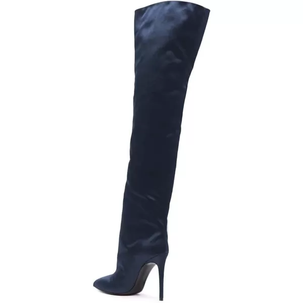 imageFSJ Women Fashion Over the Knee Boots Pointed Toe Sexy Stiletto High Heels Thigh High Elasticity Stretchy Pull on Comfortable Warm Winter Shoes Size 415 USBlue