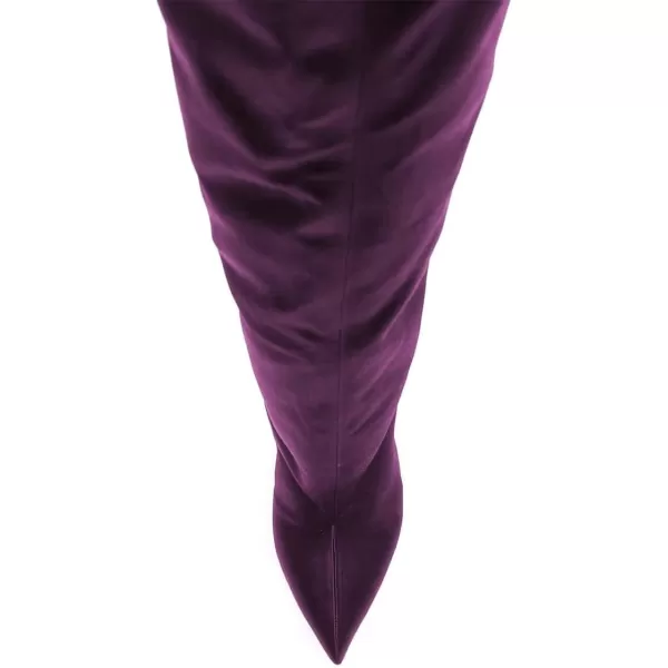 imageFSJ Women Fashion Over the Knee Boots Pointed Toe Sexy Stiletto High Heels Thigh High Elasticity Stretchy Pull on Comfortable Warm Winter Shoes Size 415 USDark Purple