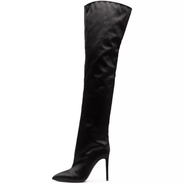 imageFSJ Women Fashion Over the Knee Boots Pointed Toe Sexy Stiletto High Heels Thigh High Elasticity Stretchy Pull on Comfortable Warm Winter Shoes Size 415 USBlack