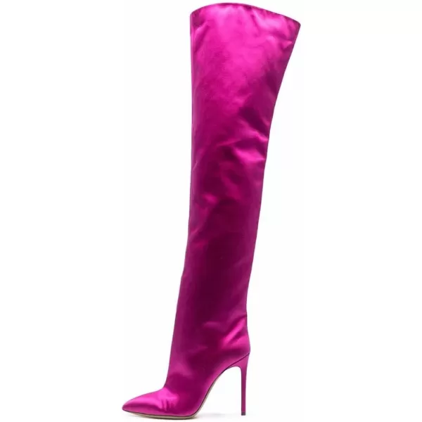 imageFSJ Women Fashion Over the Knee Boots Pointed Toe Sexy Stiletto High Heels Thigh High Elasticity Stretchy Pull on Comfortable Warm Winter Shoes Size 415 USFuchsia