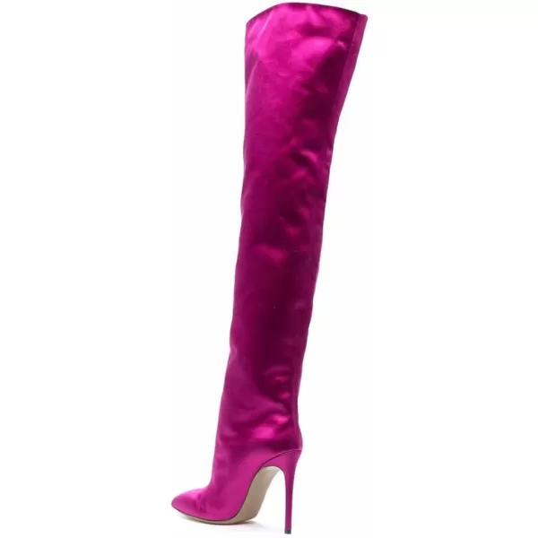imageFSJ Women Fashion Over the Knee Boots Pointed Toe Sexy Stiletto High Heels Thigh High Elasticity Stretchy Pull on Comfortable Warm Winter Shoes Size 415 USFuchsia