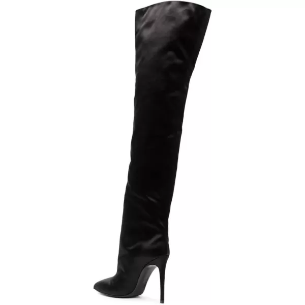 imageFSJ Women Fashion Over the Knee Boots Pointed Toe Sexy Stiletto High Heels Thigh High Elasticity Stretchy Pull on Comfortable Warm Winter Shoes Size 415 USBlack