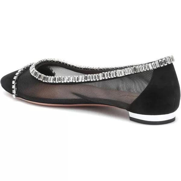 imageFSJ Women Stylish Rhinestone Ballet Flats Sexy Mesh Cute Almond Toe Comfort Slip On Evening Prom Party Dress Shoes Size 415 USBlack