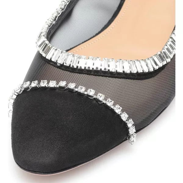 imageFSJ Women Stylish Rhinestone Ballet Flats Sexy Mesh Cute Almond Toe Comfort Slip On Evening Prom Party Dress Shoes Size 415 USBlack