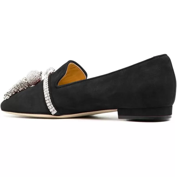imageFSJ Women Trendy Round Toe Loafers Fringed Rhinestones Decor Flats Comfort Walking Ballet Shoes Size 415 USBlack