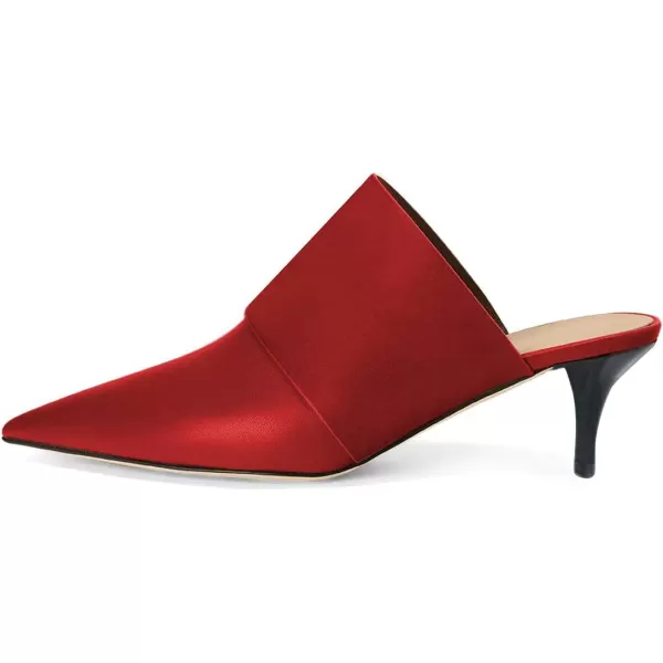 imageFSJ Women Vintage Slip on Pumps Mules Slide Slipper Pointed Closed Toe Kitten Low Heel Sandals Ladies Girls Evening Party Classic Dress Shoes Size 415 USRed
