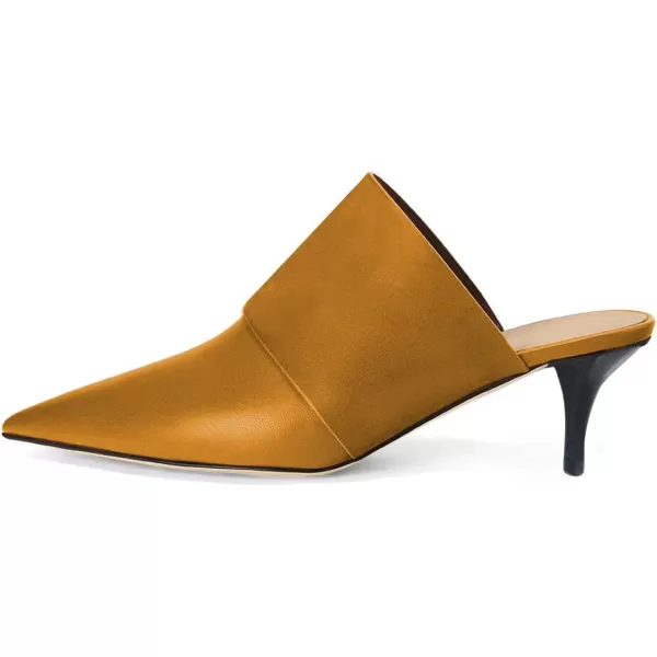 imageFSJ Women Vintage Slip on Pumps Mules Slide Slipper Pointed Closed Toe Kitten Low Heel Sandals Ladies Girls Evening Party Classic Dress Shoes Size 415 USLight Brown