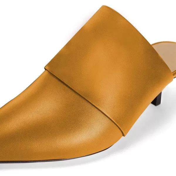 imageFSJ Women Vintage Slip on Pumps Mules Slide Slipper Pointed Closed Toe Kitten Low Heel Sandals Ladies Girls Evening Party Classic Dress Shoes Size 415 USLight Brown