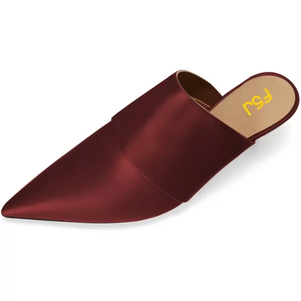 imageFSJ Women Vintage Slip on Pumps Mules Slide Slipper Pointed Closed Toe Kitten Low Heel Sandals Ladies Girls Evening Party Classic Dress Shoes Size 415 USDark Red