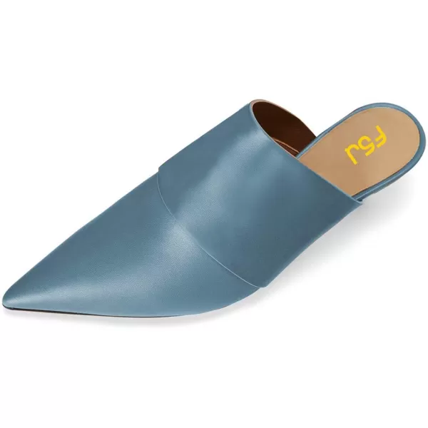 imageFSJ Women Vintage Slip on Pumps Mules Slide Slipper Pointed Closed Toe Kitten Low Heel Sandals Ladies Girls Evening Party Classic Dress Shoes Size 415 USBlue