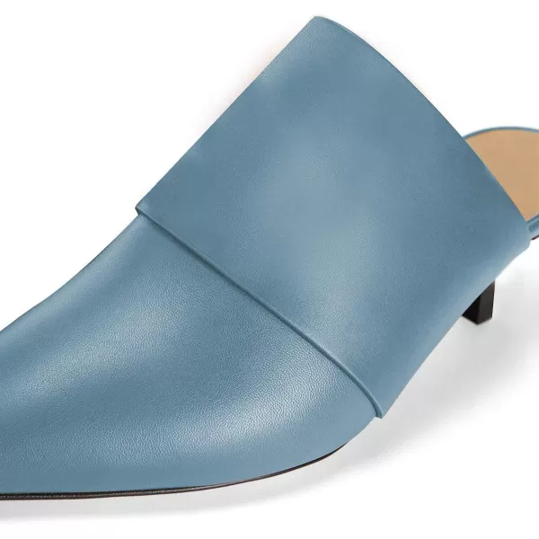 imageFSJ Women Vintage Slip on Pumps Mules Slide Slipper Pointed Closed Toe Kitten Low Heel Sandals Ladies Girls Evening Party Classic Dress Shoes Size 415 USBlue