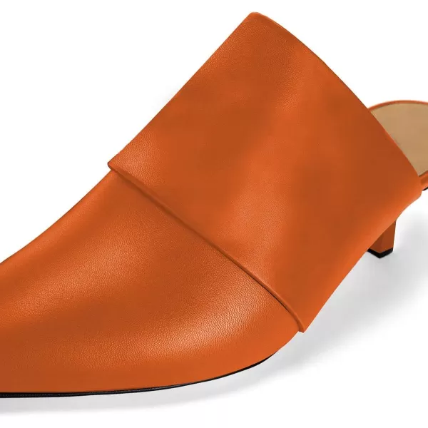 imageFSJ Women Vintage Slip on Pumps Mules Slide Slipper Pointed Closed Toe Kitten Low Heel Sandals Ladies Girls Evening Party Classic Dress Shoes Size 415 USOrange
