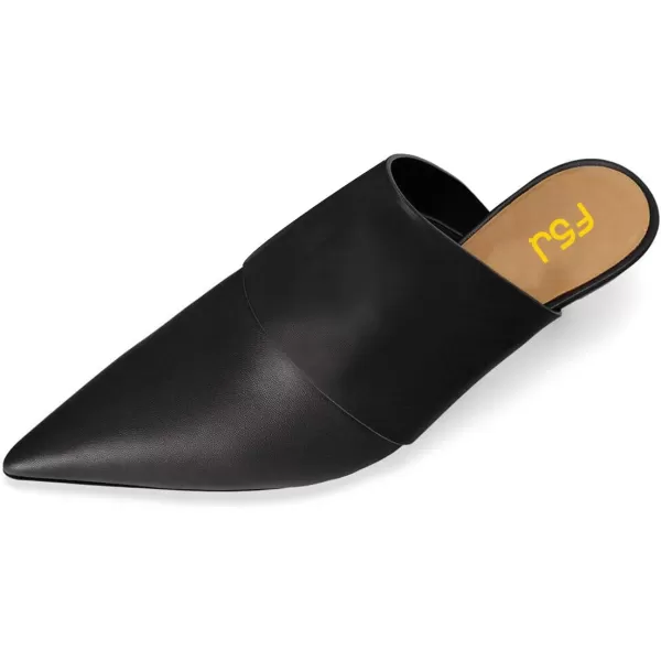 imageFSJ Women Vintage Slip on Pumps Mules Slide Slipper Pointed Closed Toe Kitten Low Heel Sandals Ladies Girls Evening Party Classic Dress Shoes Size 415 USBlack