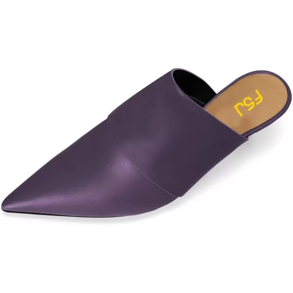 imageFSJ Women Vintage Slip on Pumps Mules Slide Slipper Pointed Closed Toe Kitten Low Heel Sandals Ladies Girls Evening Party Classic Dress Shoes Size 415 USPurple