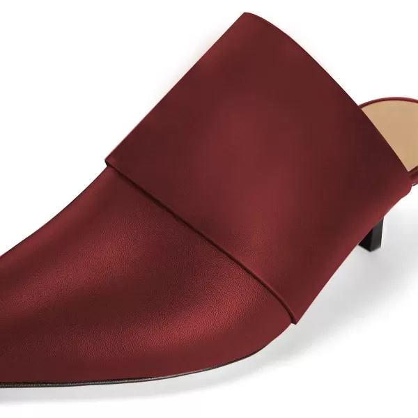 imageFSJ Women Vintage Slip on Pumps Mules Slide Slipper Pointed Closed Toe Kitten Low Heel Sandals Ladies Girls Evening Party Classic Dress Shoes Size 415 USDark Red