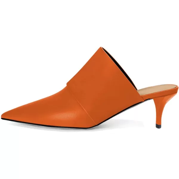 imageFSJ Women Vintage Slip on Pumps Mules Slide Slipper Pointed Closed Toe Kitten Low Heel Sandals Ladies Girls Evening Party Classic Dress Shoes Size 415 USOrange