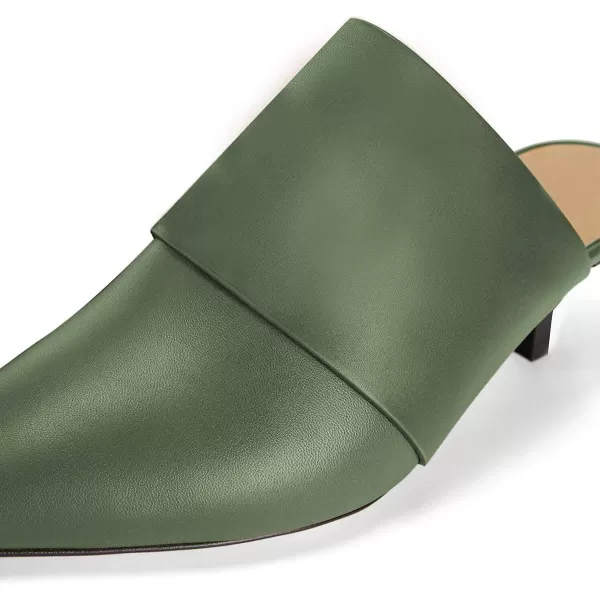 imageFSJ Women Vintage Slip on Pumps Mules Slide Slipper Pointed Closed Toe Kitten Low Heel Sandals Ladies Girls Evening Party Classic Dress Shoes Size 415 USGreen