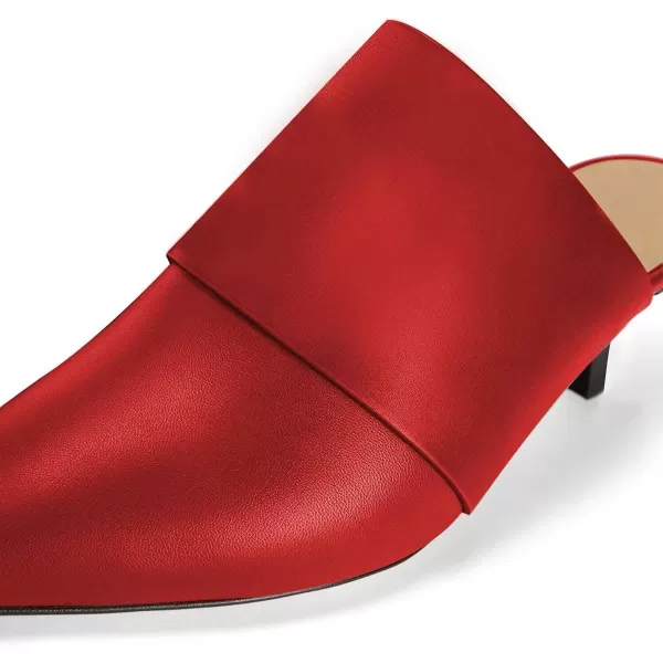 imageFSJ Women Vintage Slip on Pumps Mules Slide Slipper Pointed Closed Toe Kitten Low Heel Sandals Ladies Girls Evening Party Classic Dress Shoes Size 415 USRed
