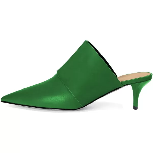 imageFSJ Women Vintage Slip on Pumps Mules Slide Slipper Pointed Closed Toe Kitten Low Heel Sandals Ladies Girls Evening Party Classic Dress Shoes Size 415 USSeagreen
