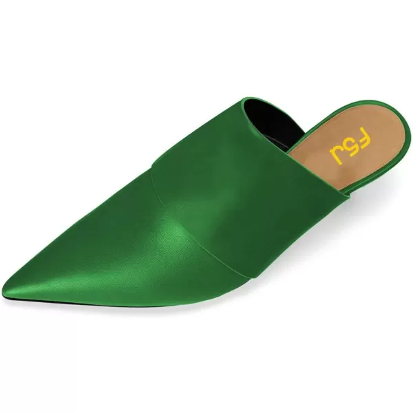 imageFSJ Women Vintage Slip on Pumps Mules Slide Slipper Pointed Closed Toe Kitten Low Heel Sandals Ladies Girls Evening Party Classic Dress Shoes Size 415 USSeagreen