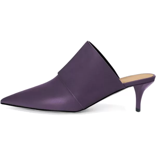 imageFSJ Women Vintage Slip on Pumps Mules Slide Slipper Pointed Closed Toe Kitten Low Heel Sandals Ladies Girls Evening Party Classic Dress Shoes Size 415 USPurple