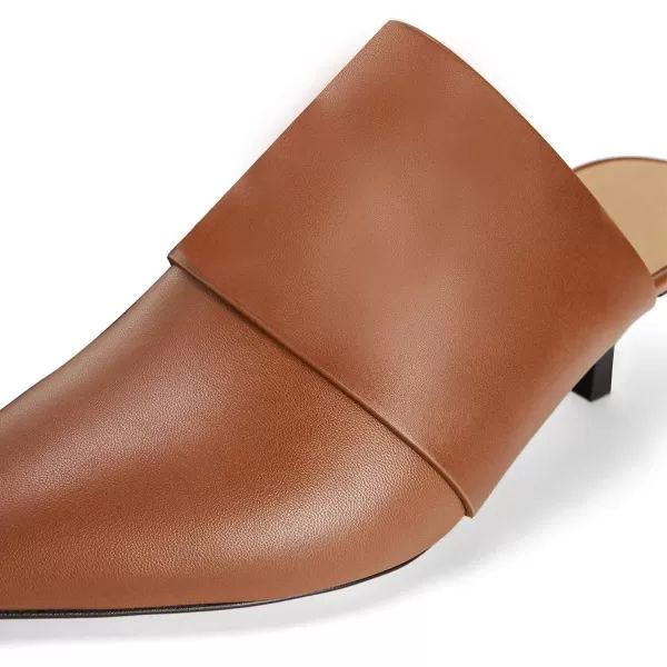 imageFSJ Women Vintage Slip on Pumps Mules Slide Slipper Pointed Closed Toe Kitten Low Heel Sandals Ladies Girls Evening Party Classic Dress Shoes Size 415 USBrown