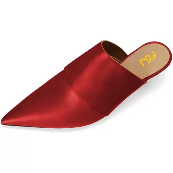 imageFSJ Women Vintage Slip on Pumps Mules Slide Slipper Pointed Closed Toe Kitten Low Heel Sandals Ladies Girls Evening Party Classic Dress Shoes Size 415 USRed