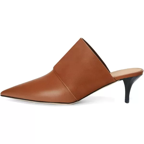 imageFSJ Women Vintage Slip on Pumps Mules Slide Slipper Pointed Closed Toe Kitten Low Heel Sandals Ladies Girls Evening Party Classic Dress Shoes Size 415 USBrown