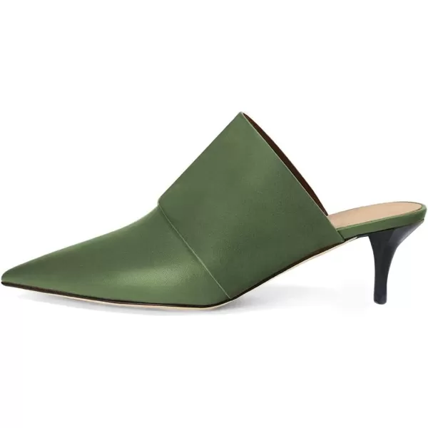 imageFSJ Women Vintage Slip on Pumps Mules Slide Slipper Pointed Closed Toe Kitten Low Heel Sandals Ladies Girls Evening Party Classic Dress Shoes Size 415 USGreen