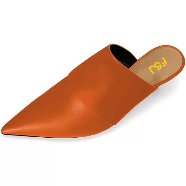 imageFSJ Women Vintage Slip on Pumps Mules Slide Slipper Pointed Closed Toe Kitten Low Heel Sandals Ladies Girls Evening Party Classic Dress Shoes Size 415 USOrange
