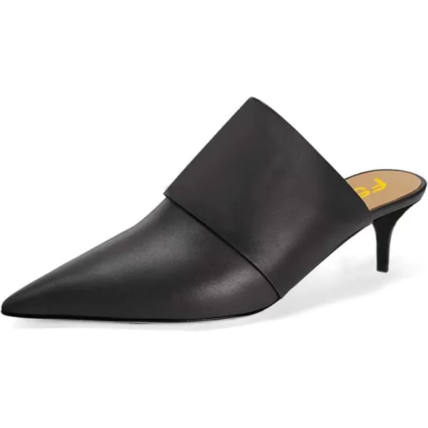 imageFSJ Women Vintage Slip on Pumps Mules Slide Slipper Pointed Closed Toe Kitten Low Heel Sandals Ladies Girls Evening Party Classic Dress Shoes Size 415 USBlack