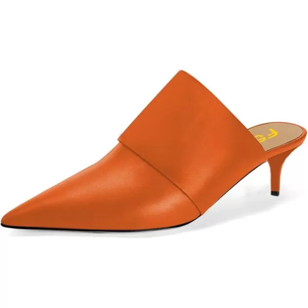 imageFSJ Women Vintage Slip on Pumps Mules Slide Slipper Pointed Closed Toe Kitten Low Heel Sandals Ladies Girls Evening Party Classic Dress Shoes Size 415 USOrange