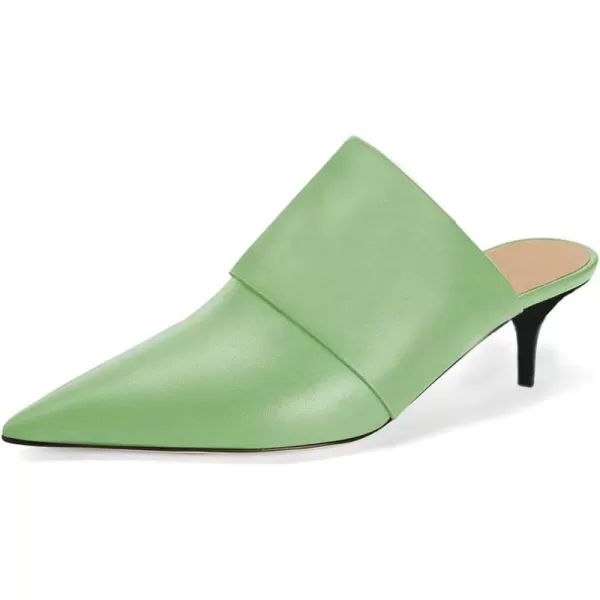imageFSJ Women Vintage Slip on Pumps Mules Slide Slipper Pointed Closed Toe Kitten Low Heel Sandals Ladies Girls Evening Party Classic Dress Shoes Size 415 USLight Green