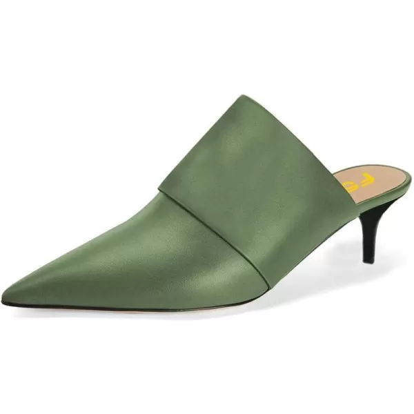 imageFSJ Women Vintage Slip on Pumps Mules Slide Slipper Pointed Closed Toe Kitten Low Heel Sandals Ladies Girls Evening Party Classic Dress Shoes Size 415 USGreen