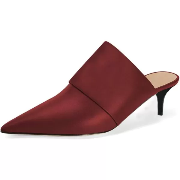 imageFSJ Women Vintage Slip on Pumps Mules Slide Slipper Pointed Closed Toe Kitten Low Heel Sandals Ladies Girls Evening Party Classic Dress Shoes Size 415 USDark Red