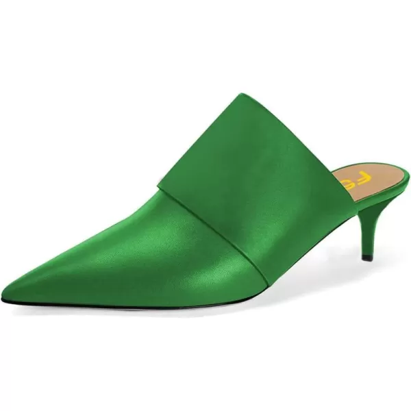 imageFSJ Women Vintage Slip on Pumps Mules Slide Slipper Pointed Closed Toe Kitten Low Heel Sandals Ladies Girls Evening Party Classic Dress Shoes Size 415 USSeagreen