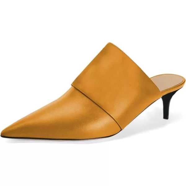 imageFSJ Women Vintage Slip on Pumps Mules Slide Slipper Pointed Closed Toe Kitten Low Heel Sandals Ladies Girls Evening Party Classic Dress Shoes Size 415 USLight Brown