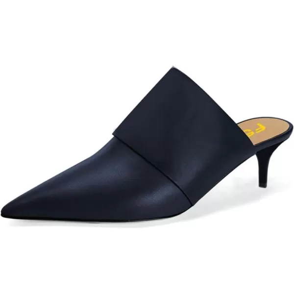 imageFSJ Women Vintage Slip on Pumps Mules Slide Slipper Pointed Closed Toe Kitten Low Heel Sandals Ladies Girls Evening Party Classic Dress Shoes Size 415 USNavy