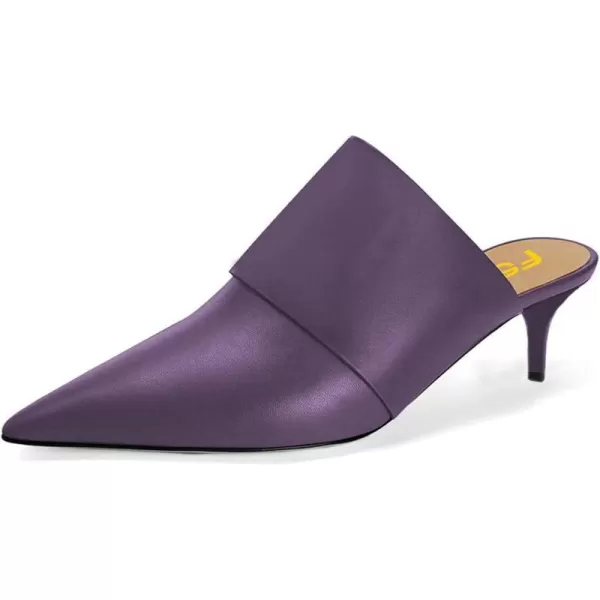 imageFSJ Women Vintage Slip on Pumps Mules Slide Slipper Pointed Closed Toe Kitten Low Heel Sandals Ladies Girls Evening Party Classic Dress Shoes Size 415 USPurple
