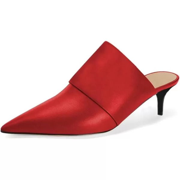 imageFSJ Women Vintage Slip on Pumps Mules Slide Slipper Pointed Closed Toe Kitten Low Heel Sandals Ladies Girls Evening Party Classic Dress Shoes Size 415 USRed