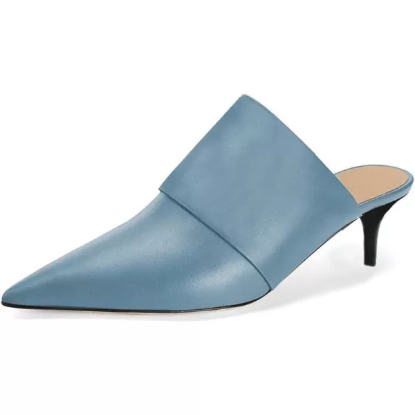 imageFSJ Women Vintage Slip on Pumps Mules Slide Slipper Pointed Closed Toe Kitten Low Heel Sandals Ladies Girls Evening Party Classic Dress Shoes Size 415 USBlue