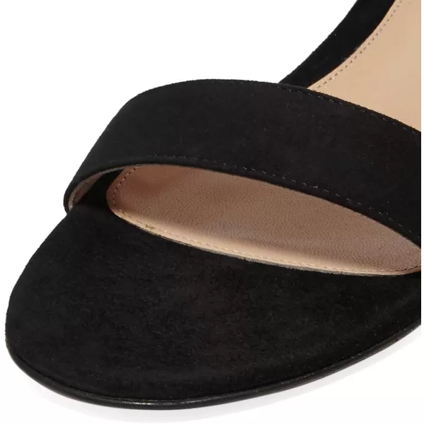 imageFSJ Women Ankle Strap Flats Sandal Open Toe Chunky Low Heel Comfortable Walking Shoes Size 415 USBlack Suede