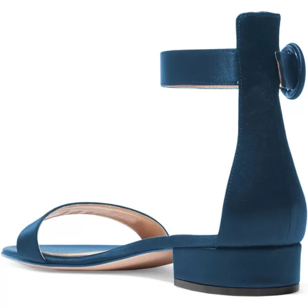 imageFSJ Women Ankle Strap Flats Sandal Open Toe Chunky Low Heel Comfortable Walking Shoes Size 415 USBlue