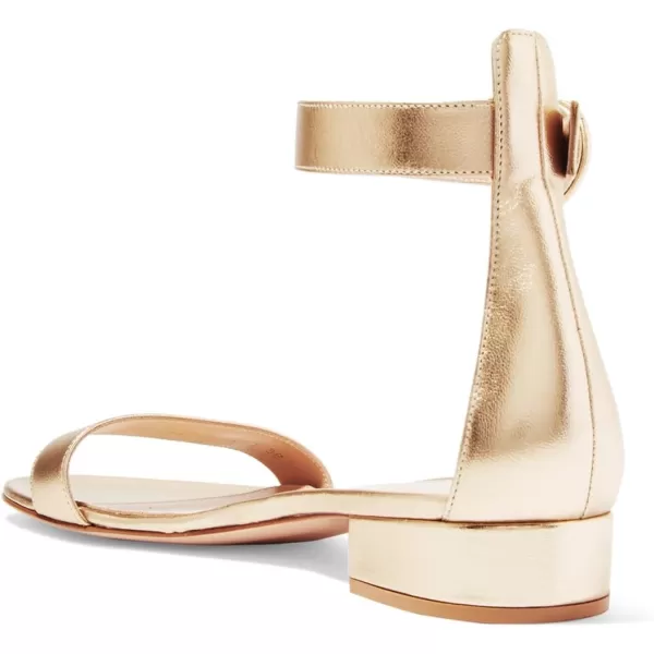 imageFSJ Women Ankle Strap Flats Sandal Open Toe Chunky Low Heel Comfortable Walking Shoes Size 415 USGold