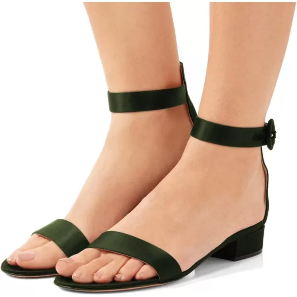 imageFSJ Women Ankle Strap Flats Sandal Open Toe Chunky Low Heel Comfortable Walking Shoes Size 415 USGreen