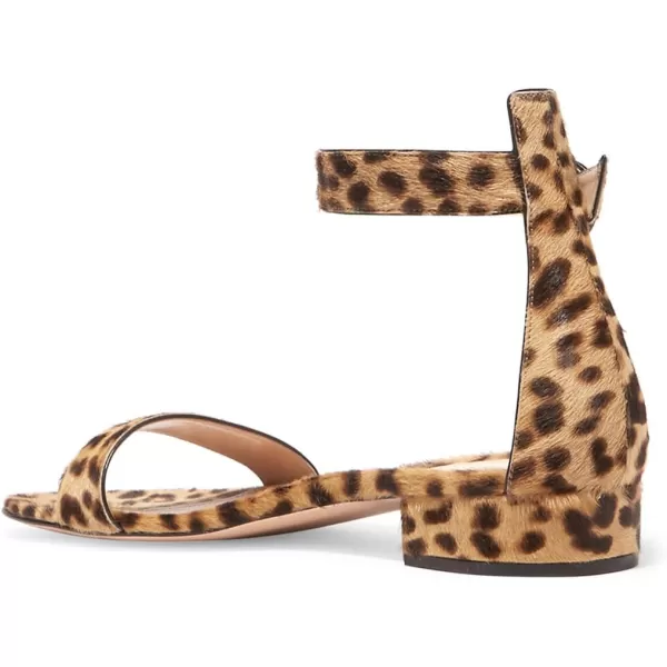 imageFSJ Women Ankle Strap Flats Sandal Open Toe Chunky Low Heel Comfortable Walking Shoes Size 415 USLeopard